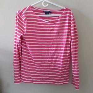 Ralph Lauren pink/white stripped long sleeve large